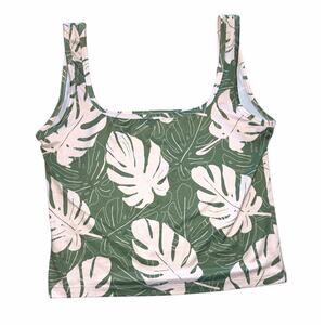 Hamakua White Palm Green Crop Tank size XL